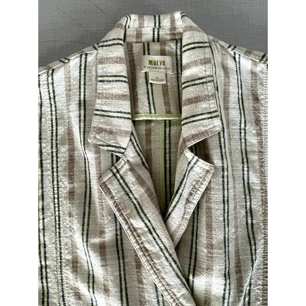 Maeve Anthropologie Sz XS Danielle Blazer Cotton Oversized Casual Boho Classic - Picture 4 of 13